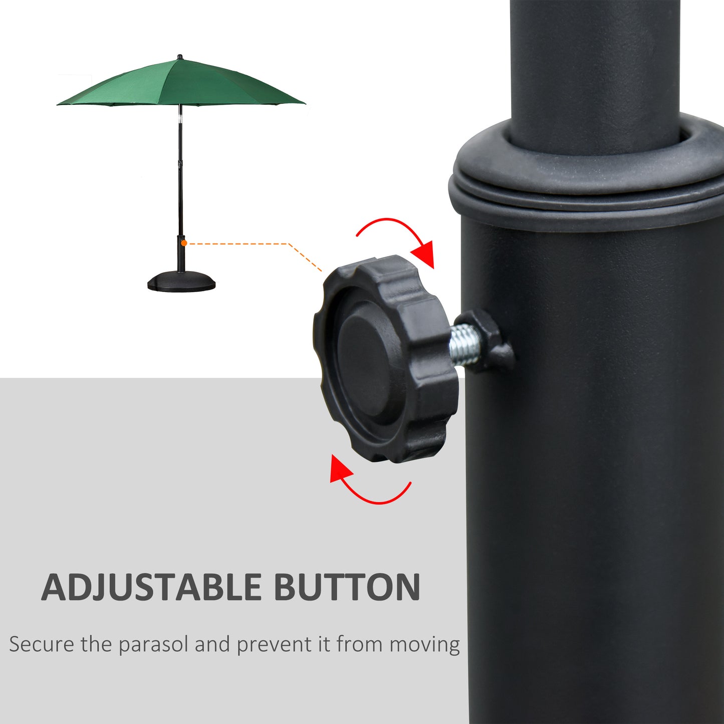 20" 55 lbs Round Cement Umbrella Base Stand Market Parasol Holder with Tightening Knob & Easy Setup, for Φ1.3", Φ1.5", Φ1.9" Pole, for Lawn, Deck, Backyard, Garden, Black