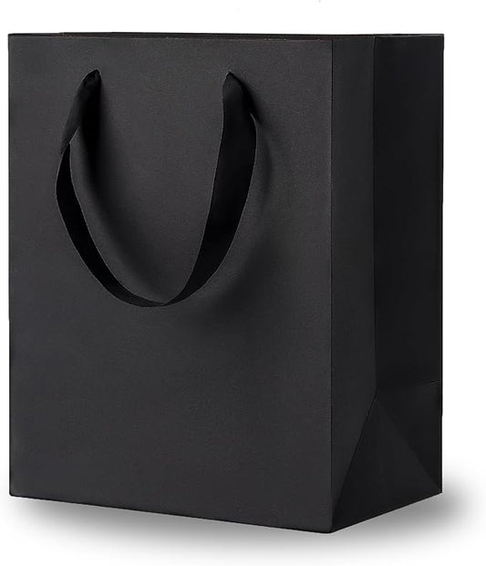 Argivean Black Gift Bags With Handles: 6pcs Medium Gift Bags Bulk 8x5x10 Inch For Wedding Party Birthday Business (M,6)
