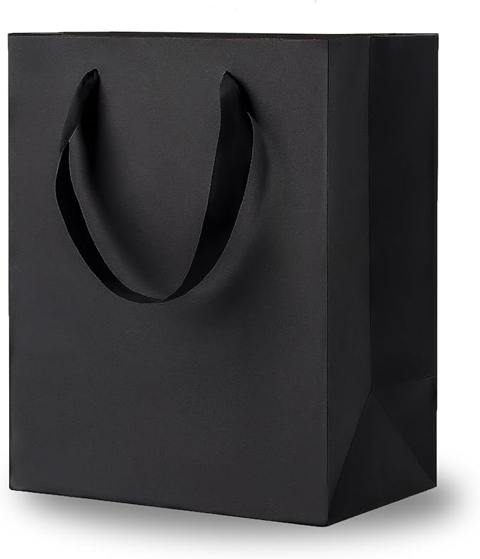 Argivean Black Gift Bags With Handles: 6pcs Medium Gift Bags Bulk 8x5x10 Inch For Wedding Party Birthday Business (M,6)