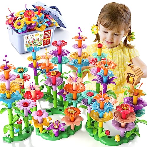 Garbo Star 148PCS Flower Garden Building Toys for 3 4 5 6 Year Old Girls, Educational Activity Preschool Birthday Gifts fo...