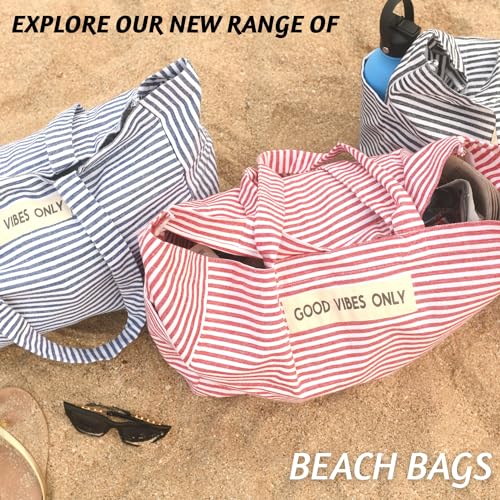 Folkulture Beach Bag For Women | 17 x 14 Inch - 100% Cotton Beach Tote Bag With Zipper Pocket Inside, Large Woven Pool Bag