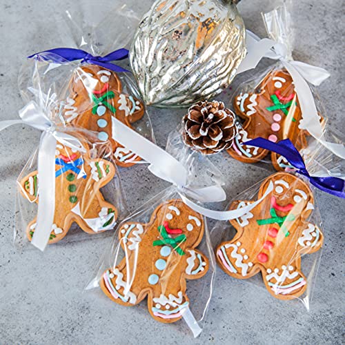 Cello Cellophane Treat Bags,5x7 Inches Clear Cellophane Bags 200 Pcs OPP Plastic Treat Bags with 200 Twist Ties for Gift W...