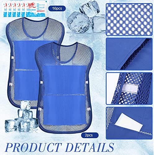 Mepase 2 Pcs Ice Cooling Vest for Men Women Teens with Ice Packs Summer Hot Weather Cooling Vest Cool Jacket with Pockets ...