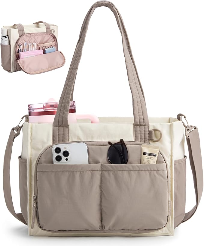 BAGSMART Tote Bag for Women Work, Puffy Travel Tote Handbag Gift for Teacher & Nurse | Medium-13" laptop, w/ 30oz cup hold...