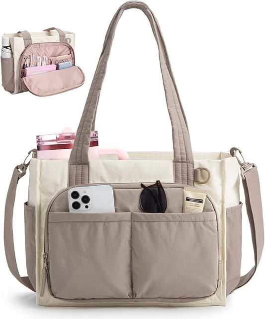 BAGSMART Tote Bag for Women Work, Puffy Travel Tote Handbag Gift for Teacher & Nurse | Medium-13" laptop, w/ 30oz cup hold...
