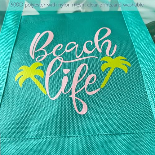hsmyank Reusable Large Beach Bags With 2 Pockets & Zipper, Lightweight Beach Tote for Poolside, Trip/swim