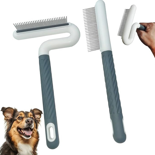 2 PCS Pet Comb with Long & Short Stainless Steel Teeth,Flea and Tick Comb for Dogs & Cats,Pet Grooming Brush for Short&Lon...