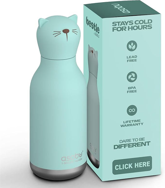 asobu Bestie Bottle Insulated Stainless Steel Water Bottle with Detachable Soft Animal Head Fun Drinking For Kids and Teen...