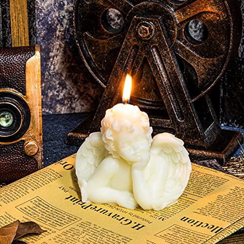 Nuanchu 2 Pieces Eclectic Angel Decor - White Angel Scented Candle Wax Vegan Candle for Trendy Bedroom Decorative