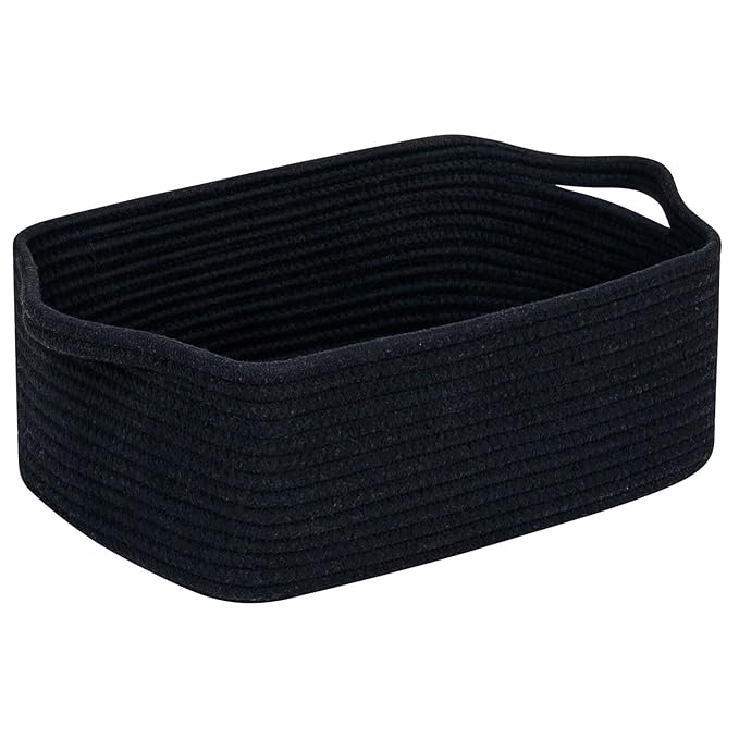 CubesLand Cute and Durable Small Cotton Rope Basket for Organizing, Woven Closet Storage Bin,Shelves Closet Storage Baske...