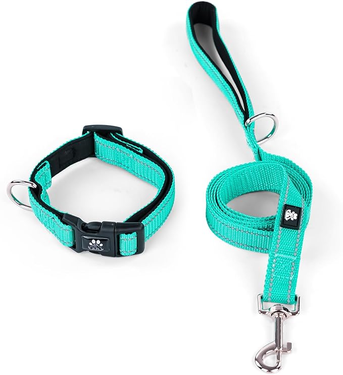 IVY&LANE Reflective Dog Collar and Leash Set,Adjustable Neoprene Padded Dog Collars for Puppy, Breathable Nylon Pet Collar...