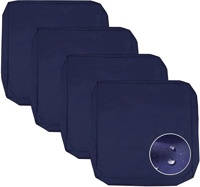 Sqodok Patio Cushion Covers 24x24 inch, Waterproof Outdoor Cushion Covers Replacement 4Pack Patio Cushion Slicovers for Se...