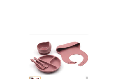 Four-piece Feeding Tableware Baby's Silicone Bib Food Grade Children's Suit Including Pinny Solid Food Bowl