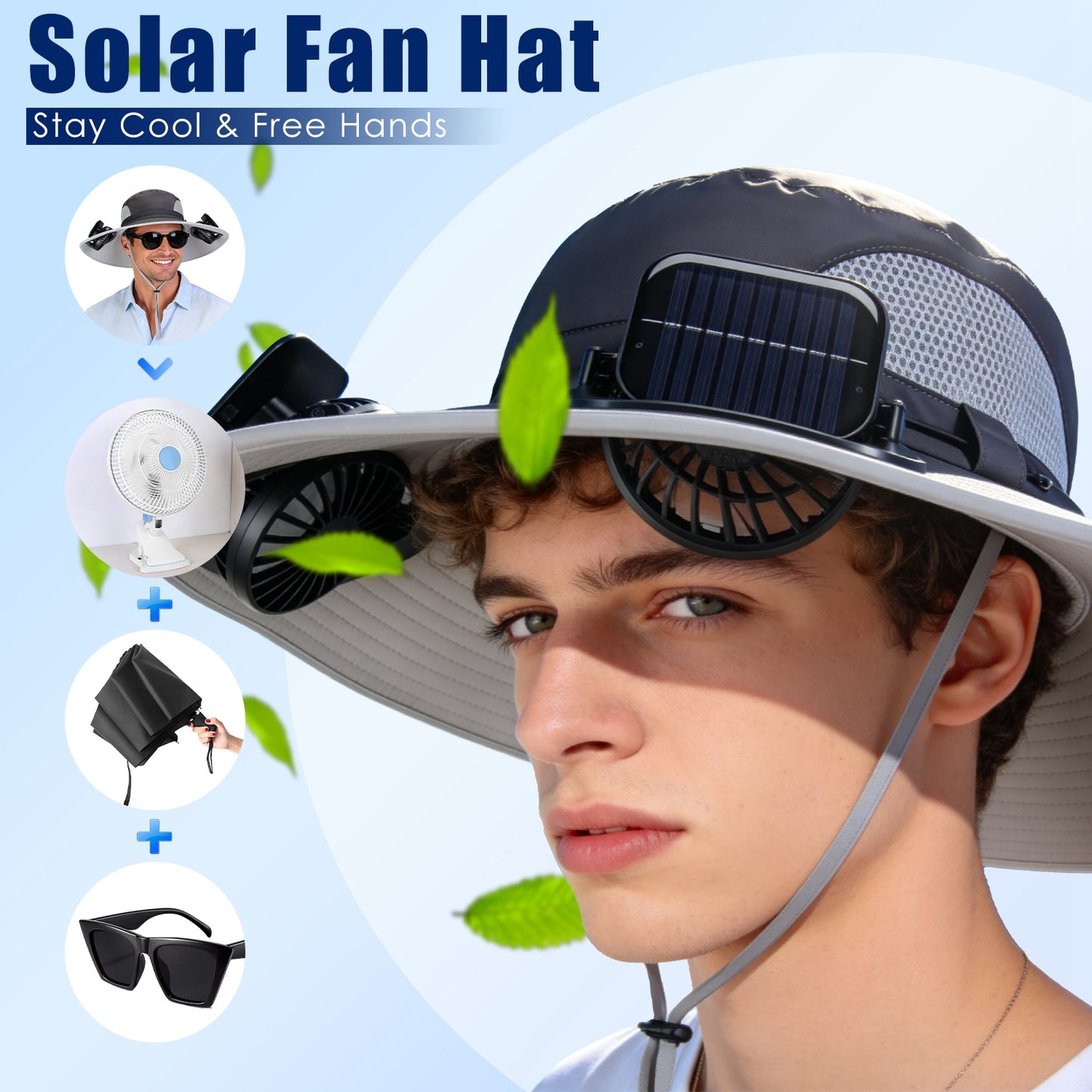 1Pc 2 In 1 Solar Fan Hat UPF50 Sun Hat With Fans Wide Brim Fishing Hat With Face Cover Neck Flap Solar USB Charging For Hiking Gardening Outdoor Work