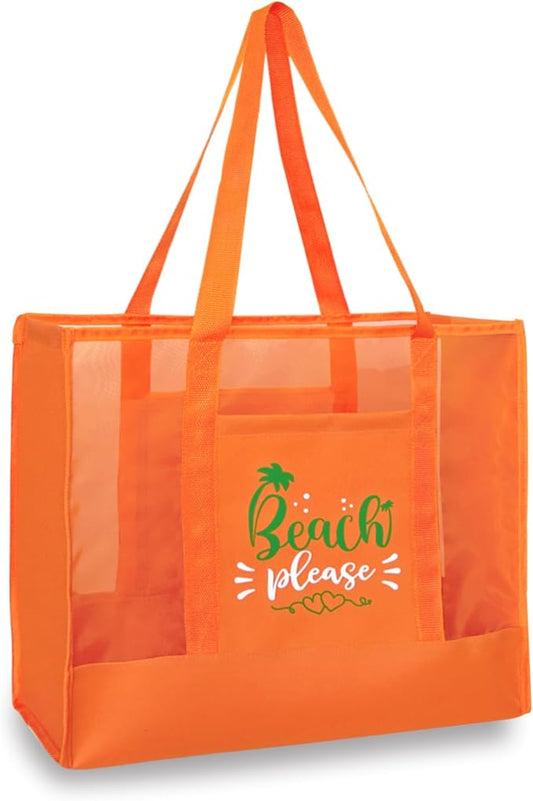 hsmyank Reusable Large Beach Bags With 2 Pockets & Zipper, Lightweight Beach Tote for Poolside, Trip/swim