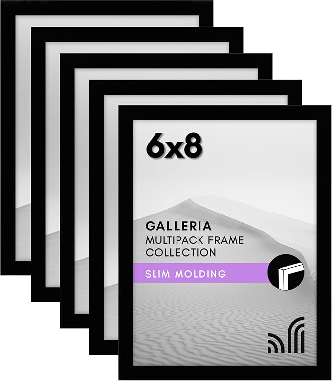 Americanflat 6x8 Picture Frame with Polished Plexiglass - Set of 5 - Galleria Collection - Picture Frames for Tabletop and...
