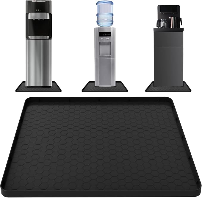 Water Cooler Mat - (22" x 19") Non-Slip Water Cooler Mat with Raised Edge for Foor Protector, Under Water Dispenser Mat Us...