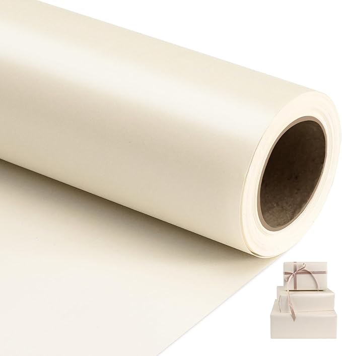 NESCCI Off White Matte Wrapping Paper,Solid Color Pearly-Lustre Paper,Gift Wrapping Paper,Perfect for Wedding,Valentine's ...