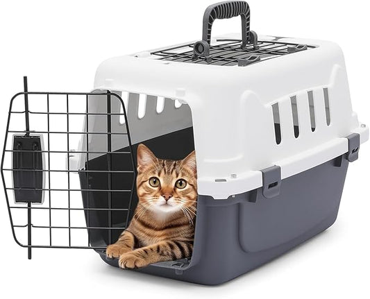 Athena Collection 18" Hard-Sided Travel Pet Carrier for Small Dogs and Cats, Plastic Dog Carriers with 2-Door Top & Front ...