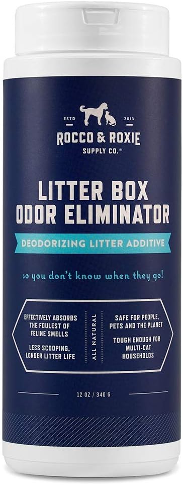 Rocco & Roxie Litter Box Odor Eliminator, Best Natural Urine Deodorizer, Cat Box Deodorizer, Smell Control, Odor Absorber,...