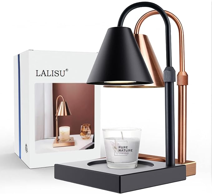 LALISU Candle Warmer Lamp, Stepless Dimming Candle Warmer Lamp with Timer & Dimmer Height Adjustable Compatible with Jars ...