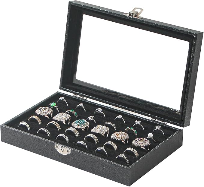 Kanwoder Ring Organizer Box for Jewelry,Rings Cufflinks Storage Case,Small Jewelry Box for Travel, Pretty Gifts for Girls,...