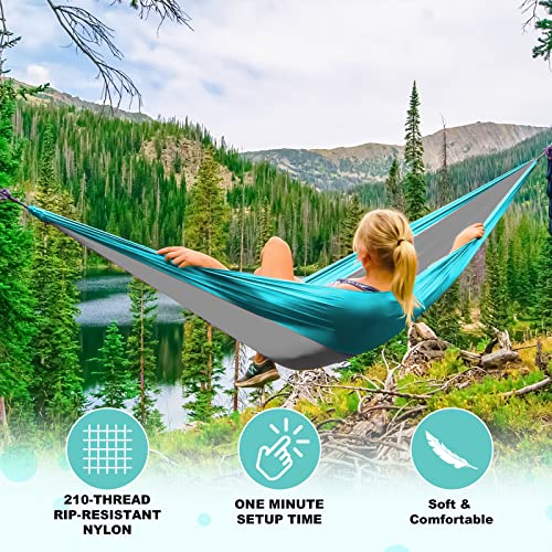 SZHLUX Camping Hammock Double & Single Portable Hammocks with 2 Tree Straps and Attached Carry Bag,Great for Outdoor,Indoo...