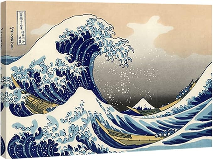 Wieco Art Canvas Prints Wall Art Ocean Beach Picture Paintings for Home Office Decorations Wall Decor Great Wave of Kanaga...