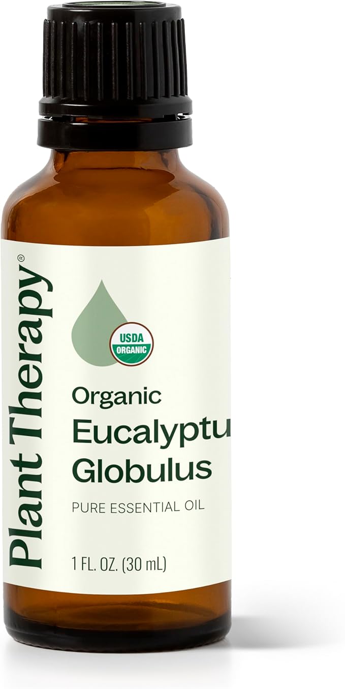 Plant Therapy Organic Eucalyptus Globulus Essential Oils 30 mL (1 oz), 100% Pure, USDA Certified Organic, Undiluted, Natur...