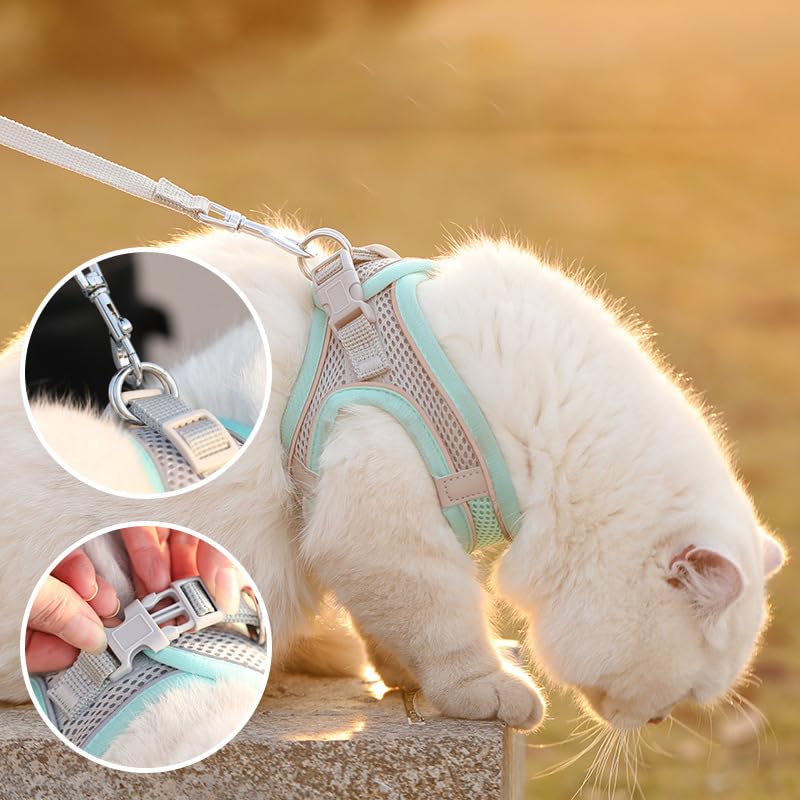 HIPVMES Cat Harness and Leash Set Soft Adjustable Escape Proof Cat Leash Breathable Comfortable Vest Easy to Wear Kitten/S...