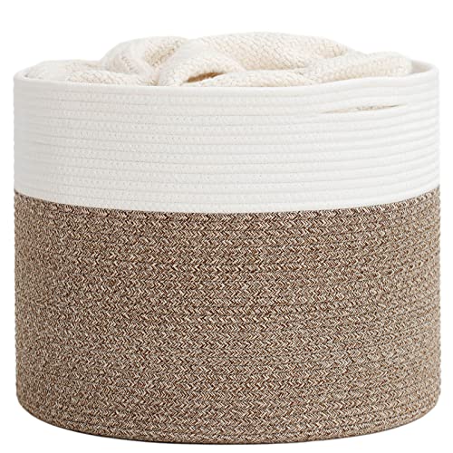 Goodpick 15.8 x 15.8 x 13.8 Inches Blanket Basket - Cotton Rope Baskets for Blankets & Toys, Nursery & Living Room Decor (...
