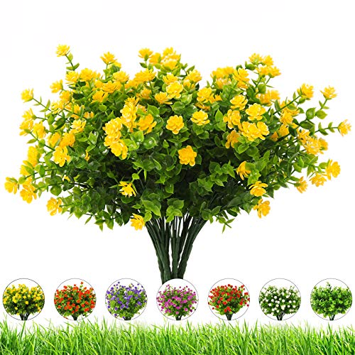 DRT DERUITAI Artificial Flowers Outdoor,UV Resistant Fake Flowers 20 Bundles Faux Outdoor Plants Plastic Flowers Greenery ...