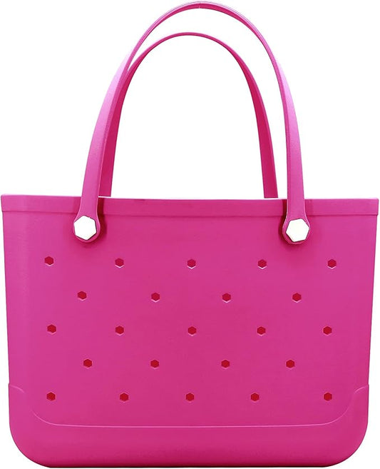 CXY Rubber Beach Bag, Waterproof Travel Tote bag for Women Outdoor Summer Beach Tote Washable Bag Open Handbag for Daily