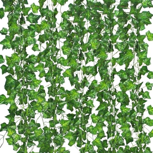 Comtelek Fake Vines for Room Decor 48PCS Artificial Ivy Garland with Clip 336FT Green Flowers Hanging Plants Faux Greenery...