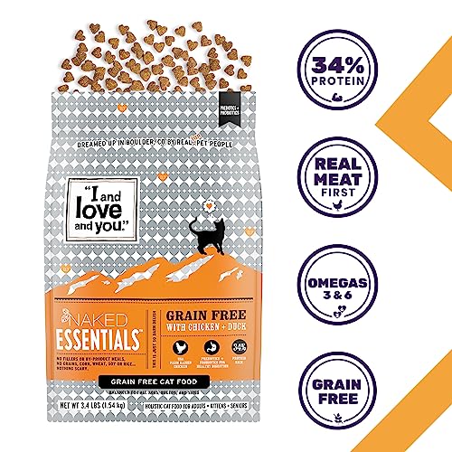 I and love and you Naked Essentials Dry Cat Food - Chicken + Duck - Grain Free, Real Meat, No Fillers, Prebiotics + Probio...