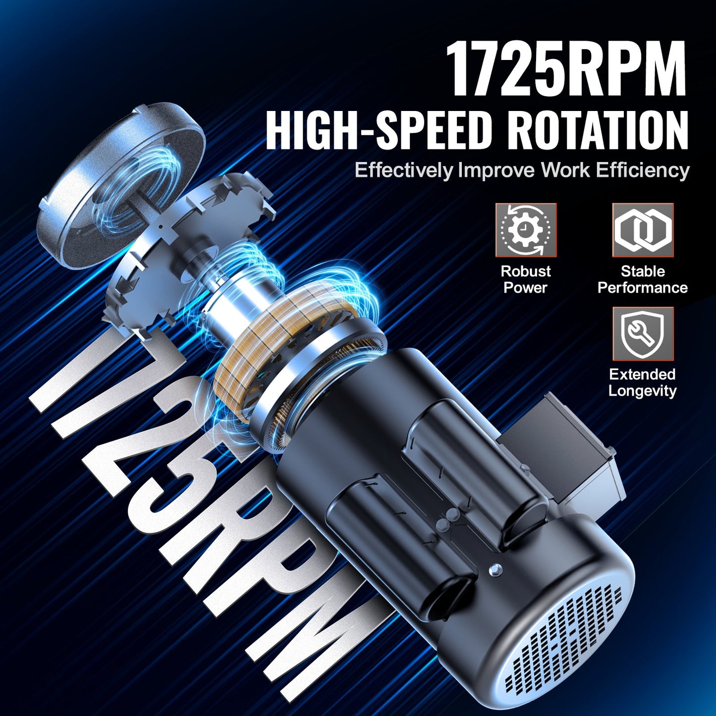 2HP Electric Motor 1725 Rpm, AC 115V/230V, 143/5T Frame, Air Compressor Motor Single Phase, 7/8" Keyed Shaft, CW/CCW Rotation For Agricultural Machinery And General Equipment