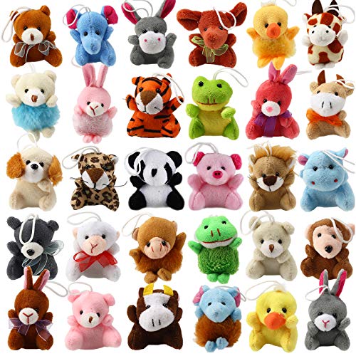 32 Piece Mini Plush Animal Toy Set, Cute Small Animals Plush Keychain Decoration for Themed Parties, Kindergarten Gift, Te...