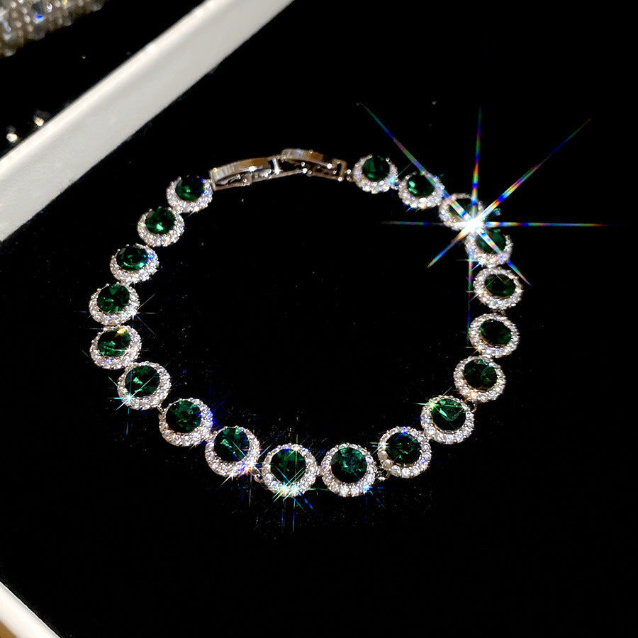Ins Style Korean Rhombus Zirconia Bracelet Minimalist Ethereal Bangle Chic Fashion Hand Jewelry