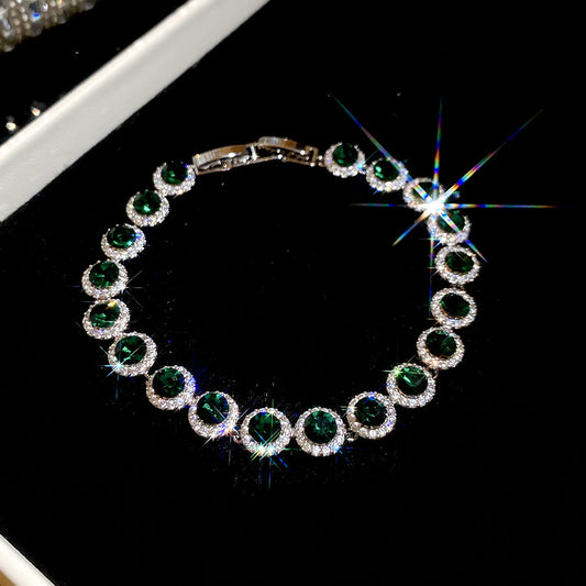 Ins Style Korean Rhombus Zirconia Bracelet Minimalist Ethereal Bangle Chic Fashion Hand Jewelry