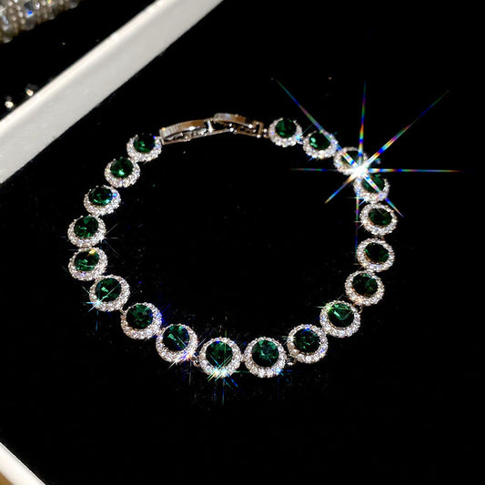 Ins Style Korean Rhombus Zirconia Bracelet Minimalist Ethereal Bangle Chic Fashion Hand Jewelry