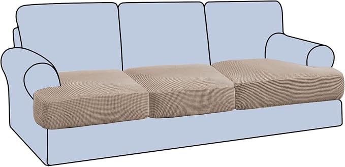 H.VERSAILTEX Stretch 3 Piece T Cushion Sofa Slipcovers Individually Sofa Cushion Covers for 3 Cushion Couch Sofa Seat Cush...