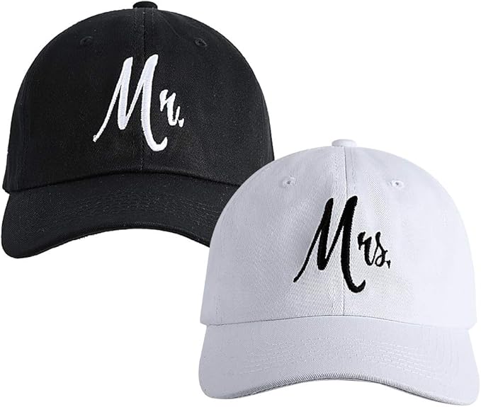 Matching Mr. & Mrs. Baseball Caps, Bridal Gift, Newlywed Honeymoon Wedding Gift