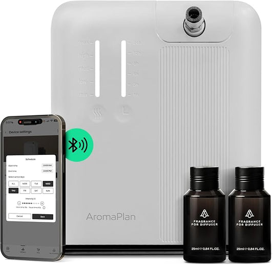 AromaPlan 5 Star Collection Cold Air Scent Diffuser, Whole House (2 Scents Included)- Waterless Smart Aroma, Scent &Time A...