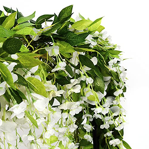 SLanC Wisteria Garland Artificial Flowers Wisteria Vine - 5Pcs Total 33ft Fake Wisteria Hanging Flower