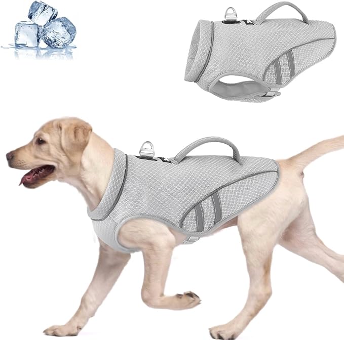 SlowTon Dog Cooling Vest with Handle - Pocket for Ice Pack, UV Protection Breathable Cooling Shirt for Large Medium Small ...