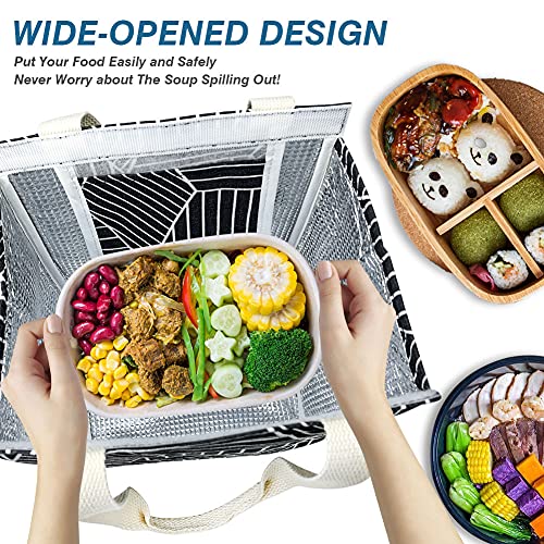 iknoe Insulated Lunch Bag for Women & Adults, 9L Foldable Wide-Open Cooler Bag with Pockets, Leakproof & Portable, for Pic...