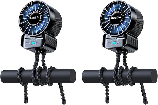 2 Pack Multifunctional Portable Stroller Fan 4 Speed 6600rpm High Speed Usb Rechargeable Personal Mini Handheld Fan Extend...