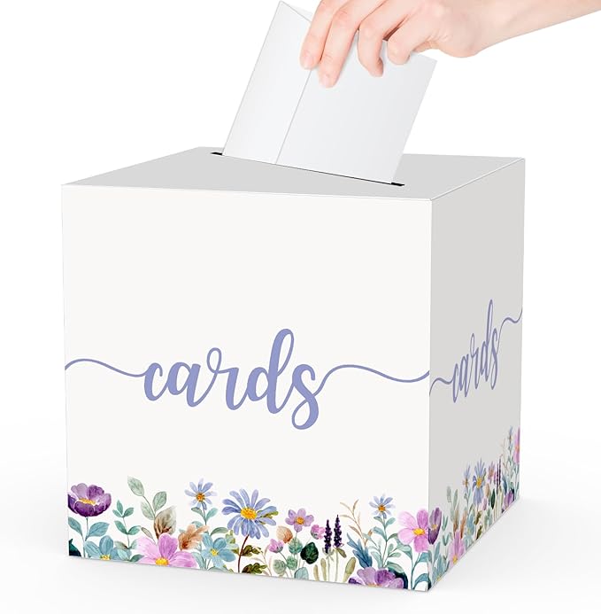 Floral Card Box, Gift or Money Box Holder Party Favor Supplies, Wildflowers Card Receiving Box for Birthday, Wedding Engag...