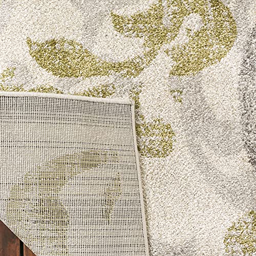 SAFAVIEH Amherst Collection Accent Rug - 4' x 6', Ivory & Light Grey, Floral Scroll Design, Non-Shedding & Easy Care, Idea...