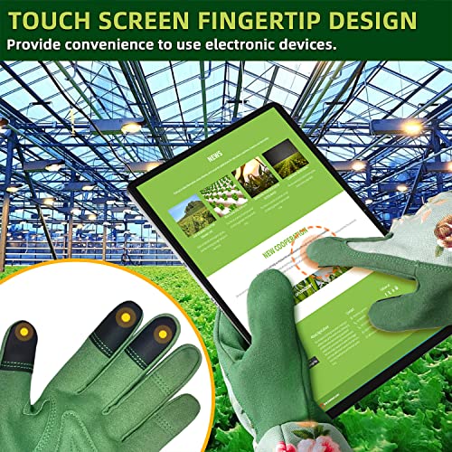 WANCHI Gardening Gloves for Women, Comfortable Floral Long Sleeve Garden Gloves for Gardening and Outdoor Work, Durable Le...